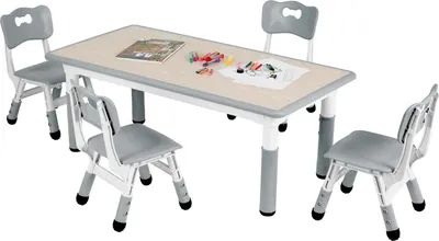 Produktbild von Kinder Tischset, höhenverstellbar, minimalistisches modernes Design, Grau