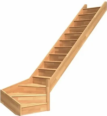 Produktbild von Pertura Wangentreppe Elenie Buche Leimholz Lackiert Mit Setzstufen Seitenwange buche 1/4-gewendelt unten rechts 83,5 cm