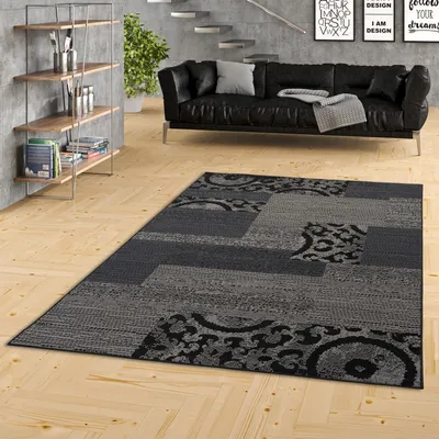 Produktbild von Teppich Trendline Patchwork Schwarz Grau, Größe:80x150 cm
