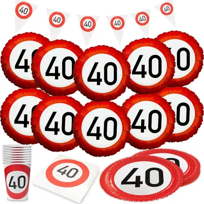 Produktbild von Happy Birthday 40 – 5-teiliges Partyset mit Tellern, Bechern, Servietten, Deko