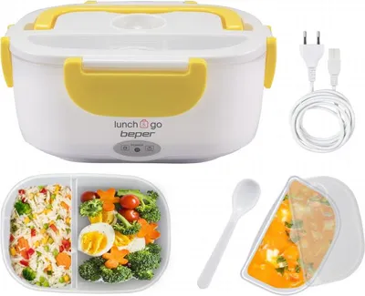 Obrázok produktu pre Beper 90.920G, Dóza na jedlo, Dospelý, Biela, Žltá, ABS, Plast, Oceľ, Jednofarebné, Obdĺžnikový
