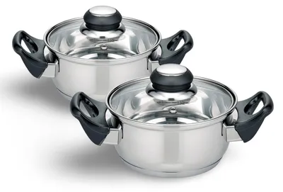 Produktbild von 2x Edelstahl Kochtopf "Turin" 14cm kleine Kochtöpfe Küche Töpfe Topf Set 2 Stück