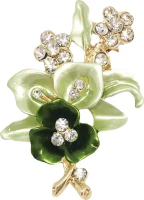Produktbild von Elegante Frauen Strass Blume Emaille Brosche Pin Strickjacke Schal Corsage Schmuck-Grün