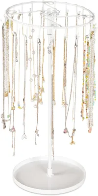 Imagen del producto de Soporte para joyas de metal, con 23 ganchos, de 34 x 21 cm, ideal para pendientes y collares