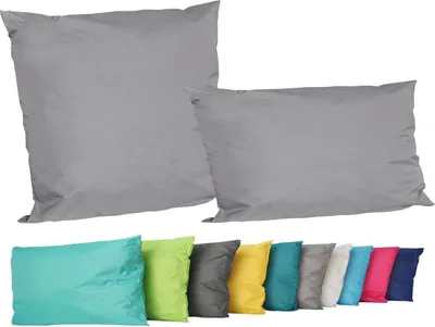 Produktbild von 2er Set Outdoor Lounge Kissen Set 45x45cm + 30x50cm Dekokissen Inkl. Füllung Wasserfest Sitzkissen Garten Lotus Effekt, Farbe:Grau
