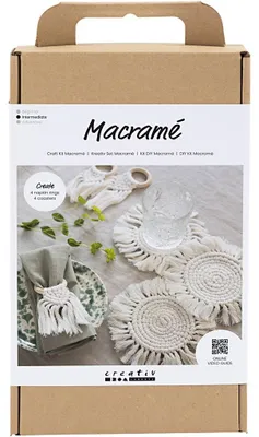 Image de Set de bricolage Ronds de serviette et sous-verres en macramé, matériel et instructions inclus