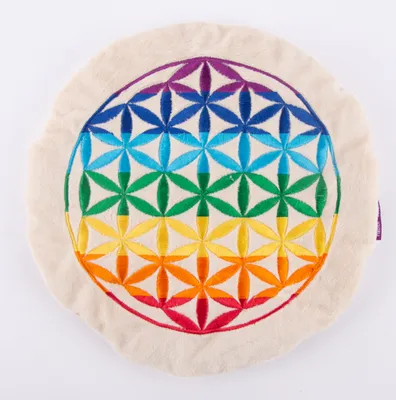 Produktbild von Habibi Plush Premium Wärmekissen Blume des Lebens bunt Hirse Füllung