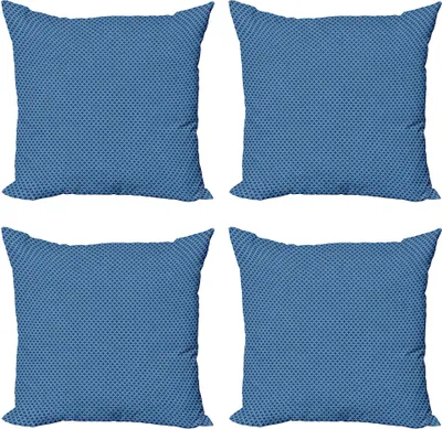 Produktbild von ABAKUHAUS Quatrefoil Kissenbezug Set (4 Stück), Kunst Lattice, Moderner Doppelseitiger Digitaldruck, 45 cm x 45 cm, Dark Sky Blau und Weiß