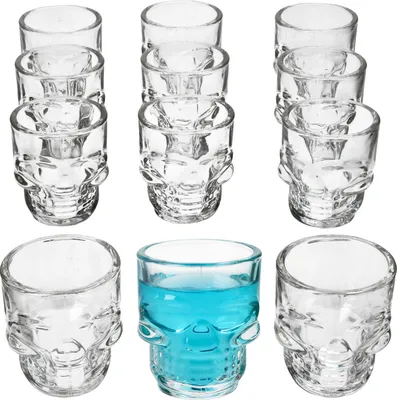 Zdjęcie produktu dla 12x kieliszki do sznapsa z motywem czaszki 5 cl Kieliszki do shotów 12 osób Likier Impreza Bar