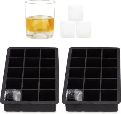 Produktbild von Famanu Eiswürfelform für große Eiswürfel - BPA-freies Silikon - 35 x 19,5 x 12,5 cm - schwarz