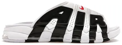 Zdjęcie produktu dla Nike Air More Uptempo Slide, kolor biały z czerwonymi detalami, rozmiar EU 42.5