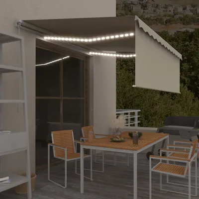 Produktbild von PUEAZU Markise Manuell Einziehbar mit Rollo & LED 4x3 m Creme - Markisen &30895