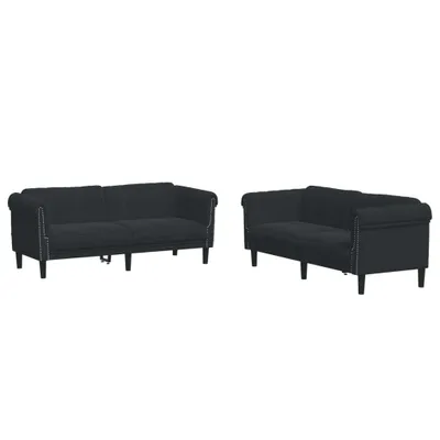 Produktbild von 2-tlg. Sofagarnitur Schwarz Samt