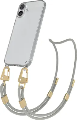 Produktbild von EAZY CASE Handykette für Apple iPhone 16 Plus, Transparente Silikonhülle mit Band, Clear Case, abnehmbar in  Beige