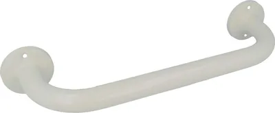 Produktbild von tecuro Badetuchhalter 600 mm - Messing weiß (RAL 9010) - Ø 25 mm Rohr mit runden Rosetten