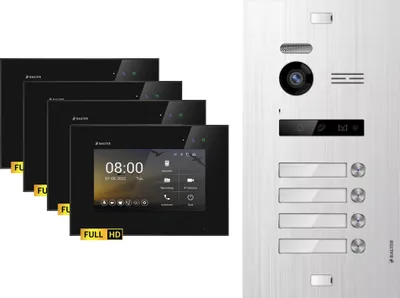 Produktbild von BALTER EVO HD Silber Video Türsprechanlage Set 4 Teilnehmer 4x 7" Monitor Schwarz