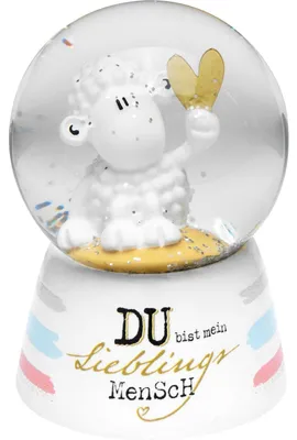 Productafbeelding van Glazen sneeuwbol met boodschap 'Jij bent mijn favoriete mens' | Hoogte 6,5 cm
