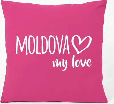 Produktbild von Huuraa Kissen Moldova my love 40x40cm mit Füllung Fuchsia Baumwolle Dekokissen Geschenkidee