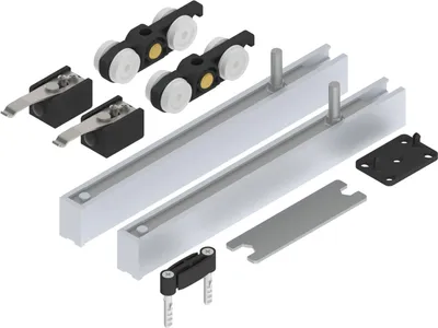 Immagine prodotto di Ferramenta per porte scorrevoli Solido 80 per un'altezza di montaggio minima | profilo di supporto in alluminio, portata 80 kg | senza binario