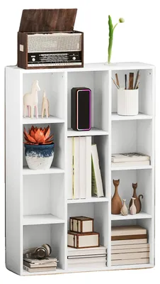 Image de Étagère de rangement, 11 compartiments, design polyvalent, blanc