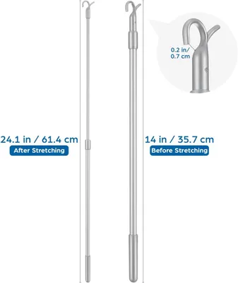 Zdjęcie produktu dla Teleskopowy drążek do żaluzji, wysuwany, aluminiowy, w kolorze srebrnym, 60 cm
