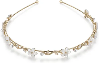 Productafbeelding van Bruids haaraccessoires, gouden haarband met parels, voor feestelijke gelegenheden