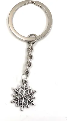 Produktbild von Onwomania Schlüsselanhänger Schneeflocke Kalt Winter Schnee Zeichen silber Metall Anhänger Charm
