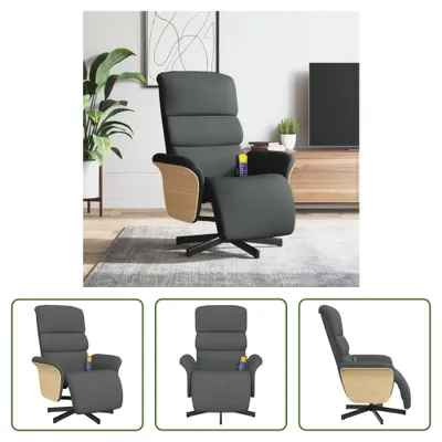 Zdjęcie produktu dla Fotel masujący Living Store z podnóżkiem ciemnoszary materiał