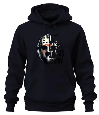 Productafbeelding van Jason IJshockeymasker Horror Slasher Halloween Gruwel Vintage Uni Hoodie, Marineblauw, Maat L