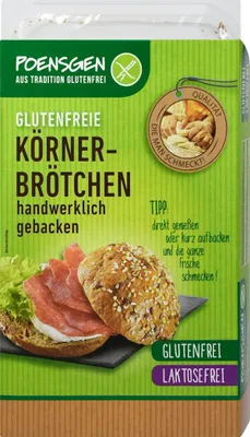 Poensgen Körnerbrötchen 2x75g glutenfrei voller Geschmack Packung 150g
