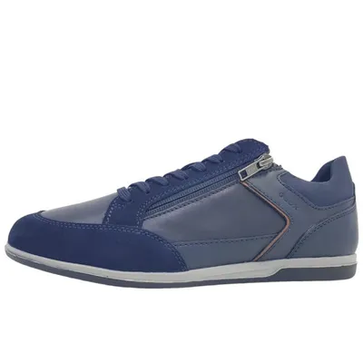 Image de Geox U Renan B Hommes Lacets Côté Fermeture éclair Daim Cuir Baskets Mar e – 9 Royaume-Uni - 43 UE - 10 US / Marine