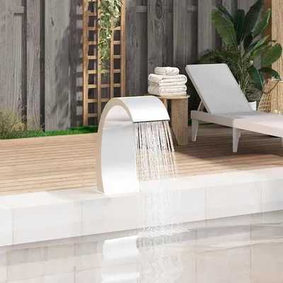 Produktbild von Pool Wasserfall Edelstahl 304 Schwalldusche für Schwimmbad Garten Teich 22x60x70 cm mit Anschlusszubehör