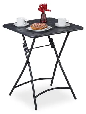 Zdjęcie produktu dla Stolik ogrodowy składany kwadratowy - 74 x 59 x 59 cm - Stal - Antracyt - Odporny na warunki atmosferyczne