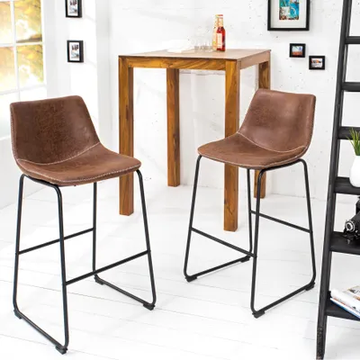 Produktbild von Design Barhocker DJANGO vintage braun mit Eisengestell Barhocker Hocker Küchenstuhl Küche Tresen Stuhl