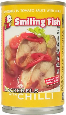 Produktbild von Smiling Fish Makrele in Tomatensauce mit Chili 155g