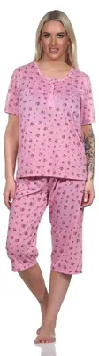 Produktbild von Damen Pyjama 3/4 Hose & Shirt Sommer Schlafanzug; Altrosa/M/38