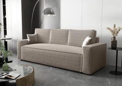 Produktbild von BEDANTE Sofa AMBRO Poso 100 mit Schlaffunktion Beige Sofa mit Stauraum Bettkasten Wohnzimmersofa Couch Sofa Bettsofa Poso Bettkasten Bettcouch