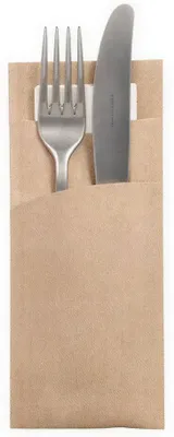 Produktbild von Bestecktaschen 20 cm x 8,5 cm natur inkl. weißer Serviette