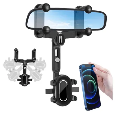 Produktbild von Handyhalterung Auto Rückspiegel – 360 ° Drehbar und Einziehbar, Universelle Telefonhalterung für alle Smartphones