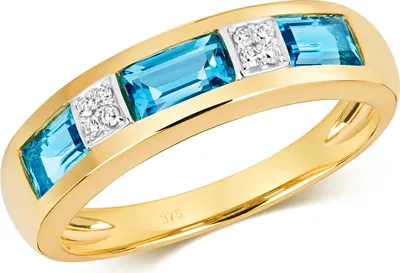 Produktbild von Wunderschöner 9 Karat (375) Gold Halb Eternity Damen - Diamant Ring Brillant-Schliff mit Topas, 54 (17.2); TRS11043RSN