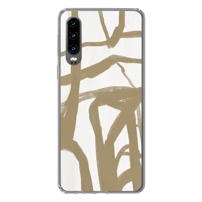 Produktbild von MuchoWow® Handyhülle Schutzhülle Hülle für Huawei P30 Braun - Weiß - Abstrakt Silikon Softcase Handy Hülle - Kartenbesitzer