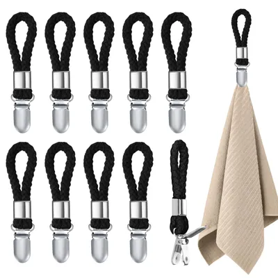 Produktbild von 10 Stück Handtuchclips, Handtuch Clips zum Aufhängen, Handtuchaufhänger Ohne Nähen, Handtuchklammern, Handtuch Clip Schwarz zum Aufhängen zum Aufhängen Von Häusern, Schränken Und Badezimmern