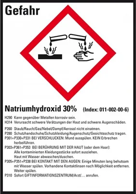 Produktbild von Dreifke® Aufkleber I GHS-Etikett Natriumhydroxid 30%, GefStoffV/GHS/CLP, Foli...
