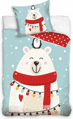 Produktbild von Weihnachten Bettwäsche Eisbär mit Schal 140 x 200 cm