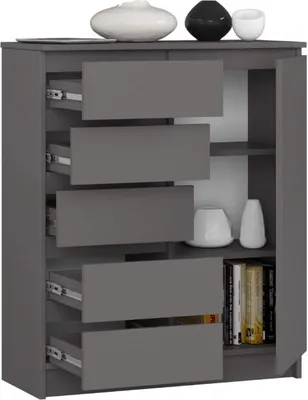 Immagine prodotto di BDW - Cassettiera 5 cassetti, soggiorno, corridoio 80x97x35, grigio
