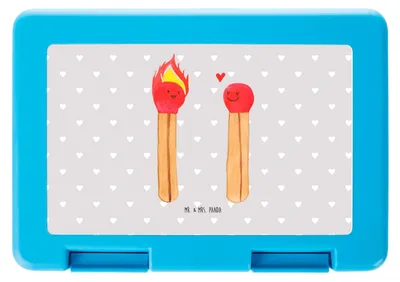 Produktbild von Mr. & Mrs. Panda Bentobox Streichhölzer - Grau Pastell - Geschenk, Liebesbeweis, Snackbox, Bento Box, Ehefrau, Vesperbox, Liebesgeschenk, Frischhaltedose, Lunchbox