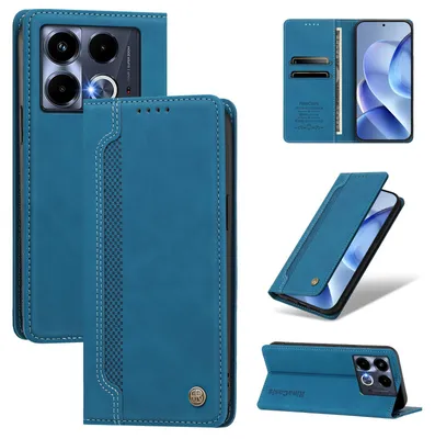 Produktbild von Handyhülle für Infinix Note 40 Pro/Note 40 Pro 4G/Note 40 Pro+, Leder Wallet Klapphülle mit Standfunktion, Stoßfeste Schutzhülle Blau