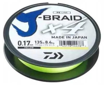 Produktbild von DAIWA J-BRAID X4 YELLOW Geflochtene Schnur 0,15mm 135m