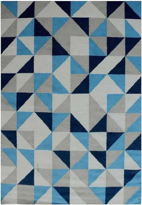 Image de Tapis kilim en laine fait main avec motifs géométriques