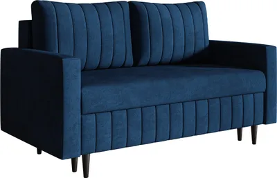 Produktbild von Sofa mit Schlaffunktion Scandi - Schlafsofa mit Bettkasten, Farben zur Auswahl, Holzfüße (Dunkelblau - Kronos 09)